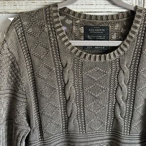 All Saints Gray Cable Knit Sweater